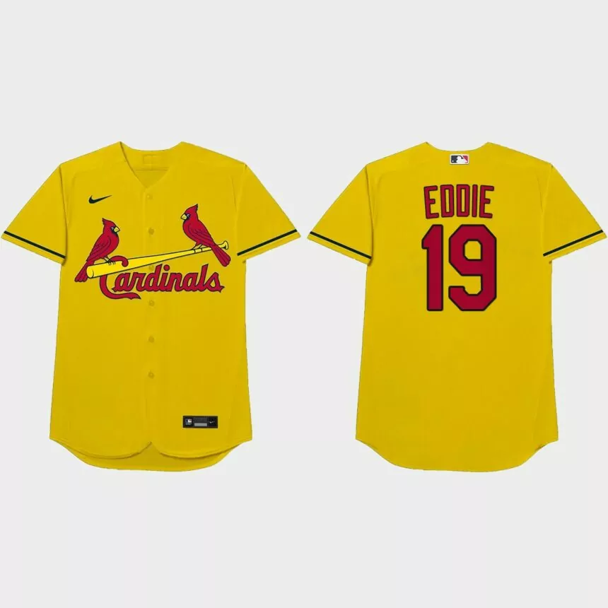 Tommy Edman Nickname Cardinals 2021 Players’ Weekend Eddie Jersey – Gold