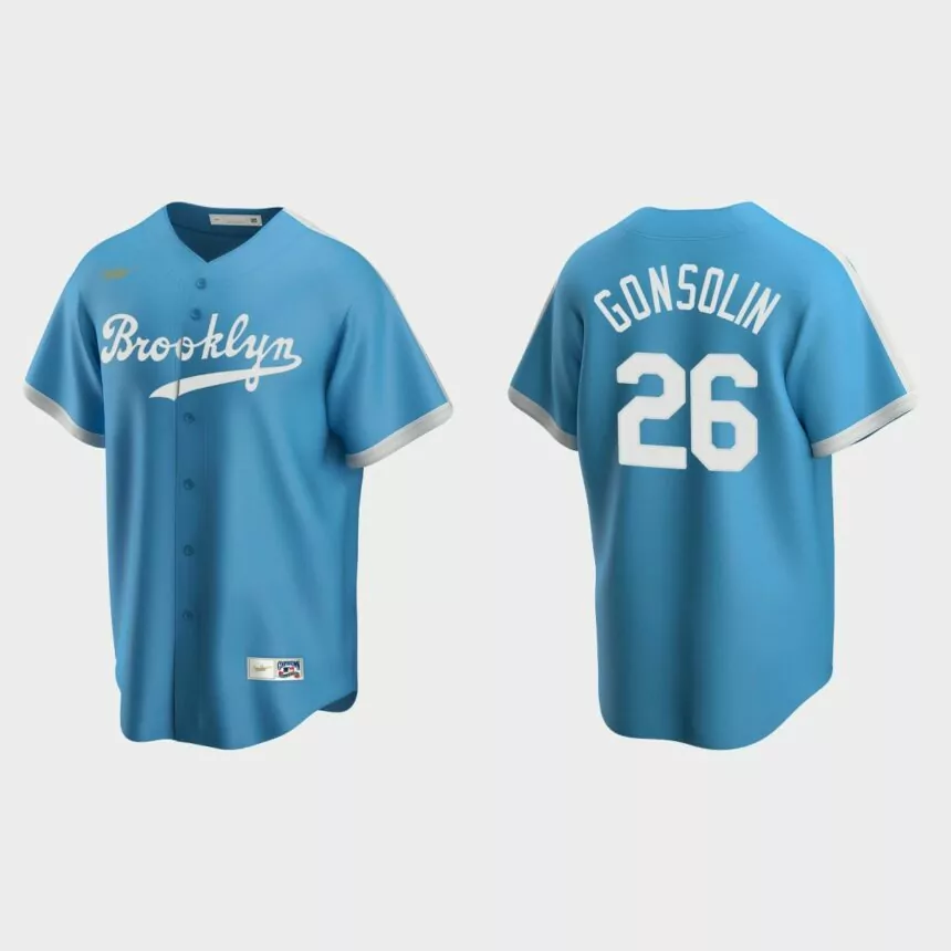 Tony Gonsolin #26 Los Angeles Dodgers Cooperstown Collection Alternate Jersey – Light Blue
