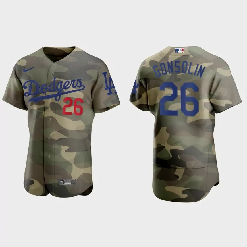 Tony Gonsolin Los Angeles Dodgers 2021 National Armed Forces Day Authentic Jersey – Camo