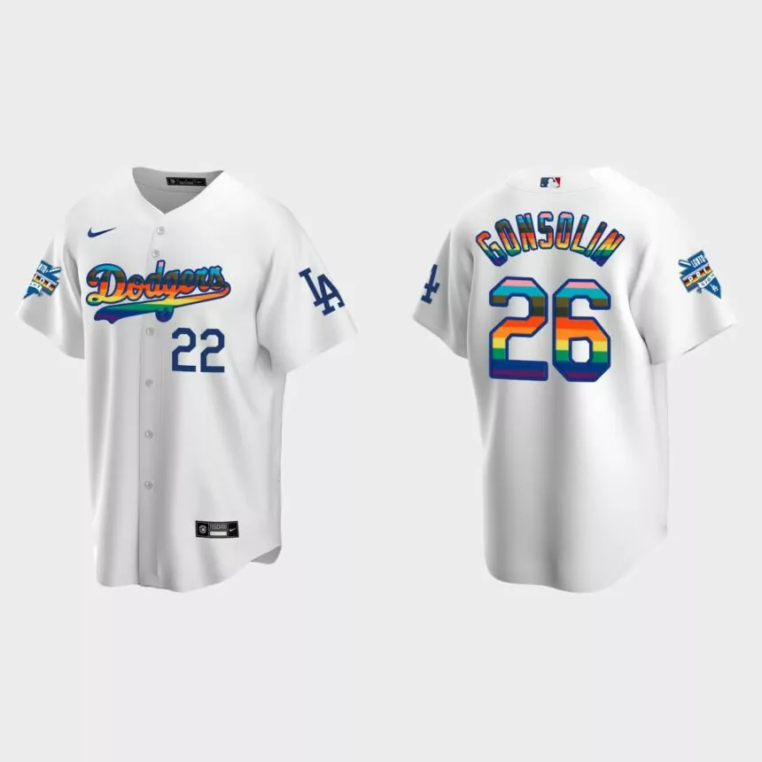 Tony Gonsolin Los Angeles Dodgers 2022 Pride Night LGBTQ Replica Jersey – White