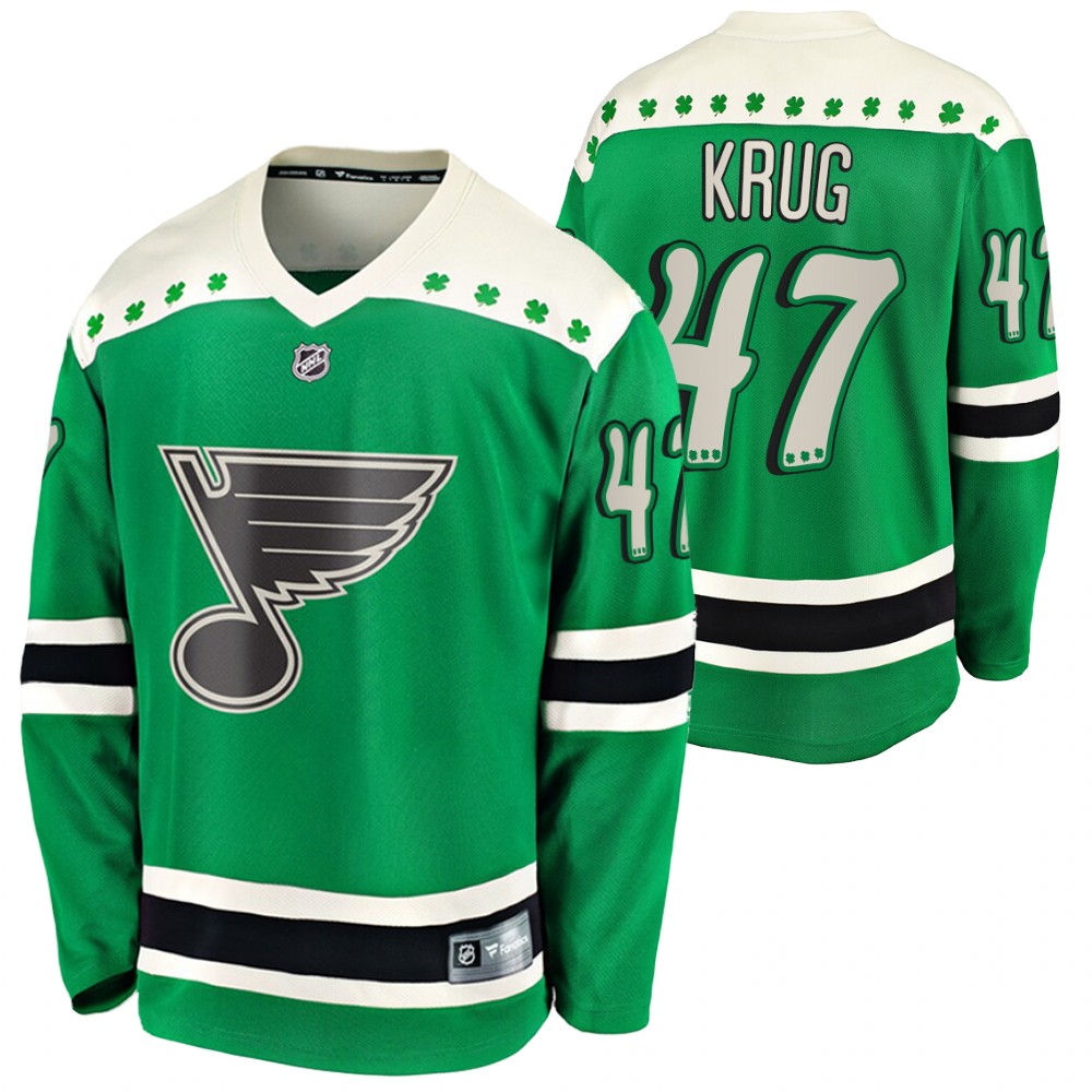 Torey Krug Blues 2021 St Patricks Day Green #47 Jersey