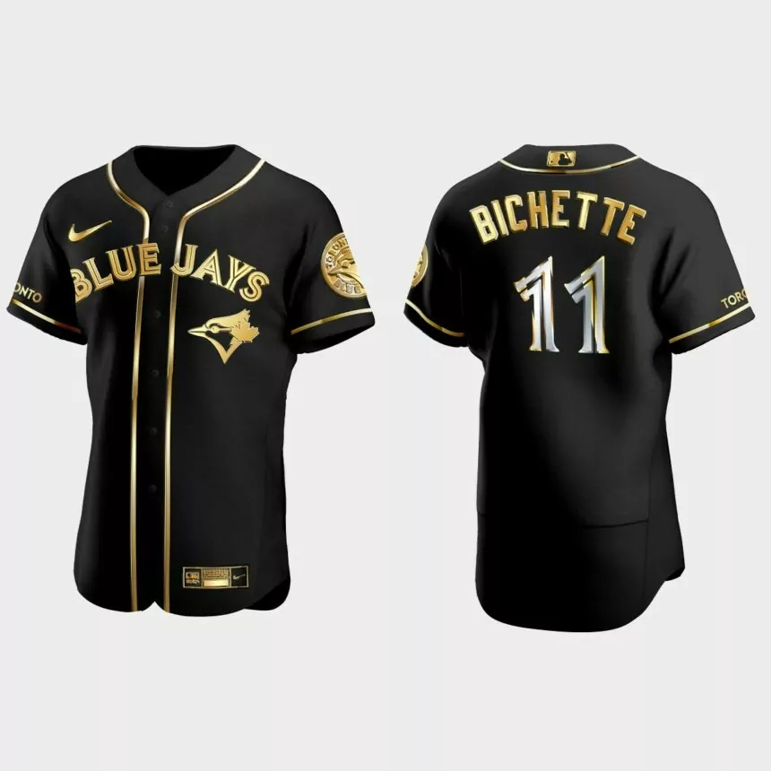 Toronto Blue Jays #11 Bo Bichette Gold Edition Authentic Jersey – Black