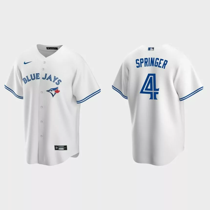 Toronto Blue Jays #4 George Springer Replica Home Jersey – White
