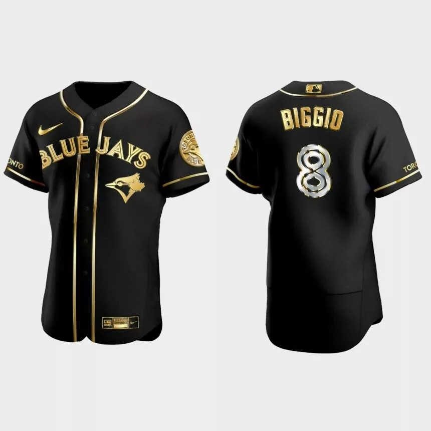 Toronto Blue Jays #8 Cavan Biggio Gold Edition Authentic Jersey – Black