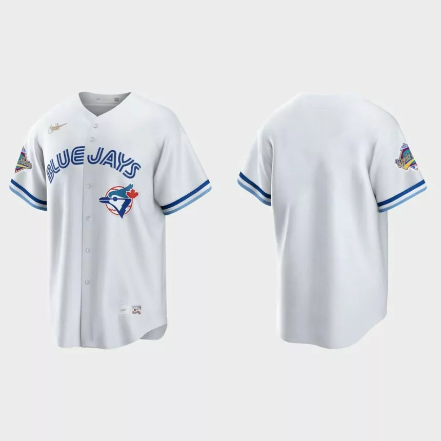 Toronto Blue Jays 1992 World Series Patch Cooperstown Jersey – White