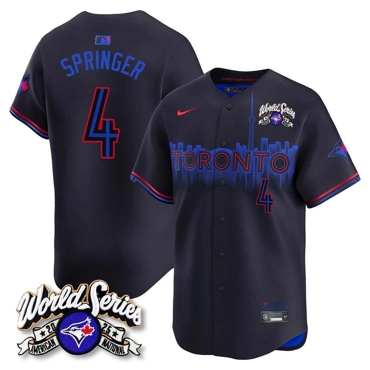 Toronto Blue Jays 2025 American League Champions Jersey - All Stitched   George Springer -    4