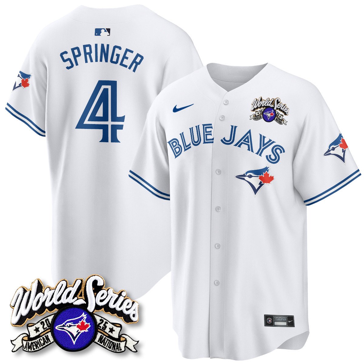 Toronto Blue Jays 2025 American League Champions Jersey - All Stitched   George Springer   -  4
