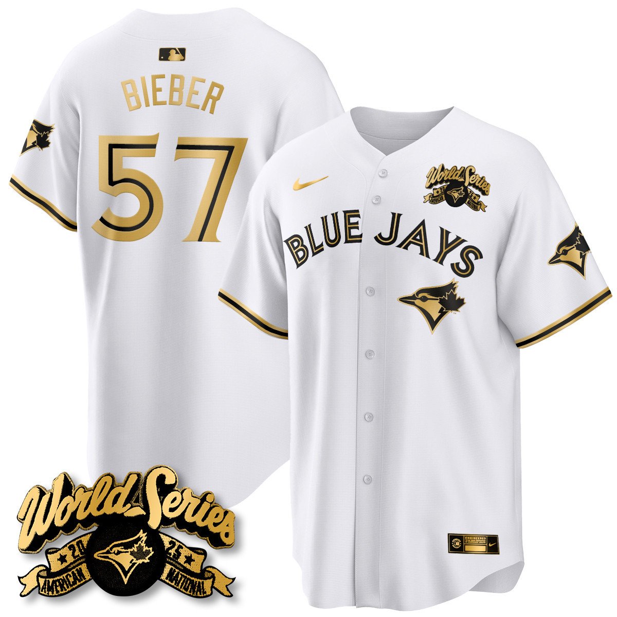 Toronto Blue Jays 2025 American League Champions Jersey - All Stitched   Shane Bieber   - 57