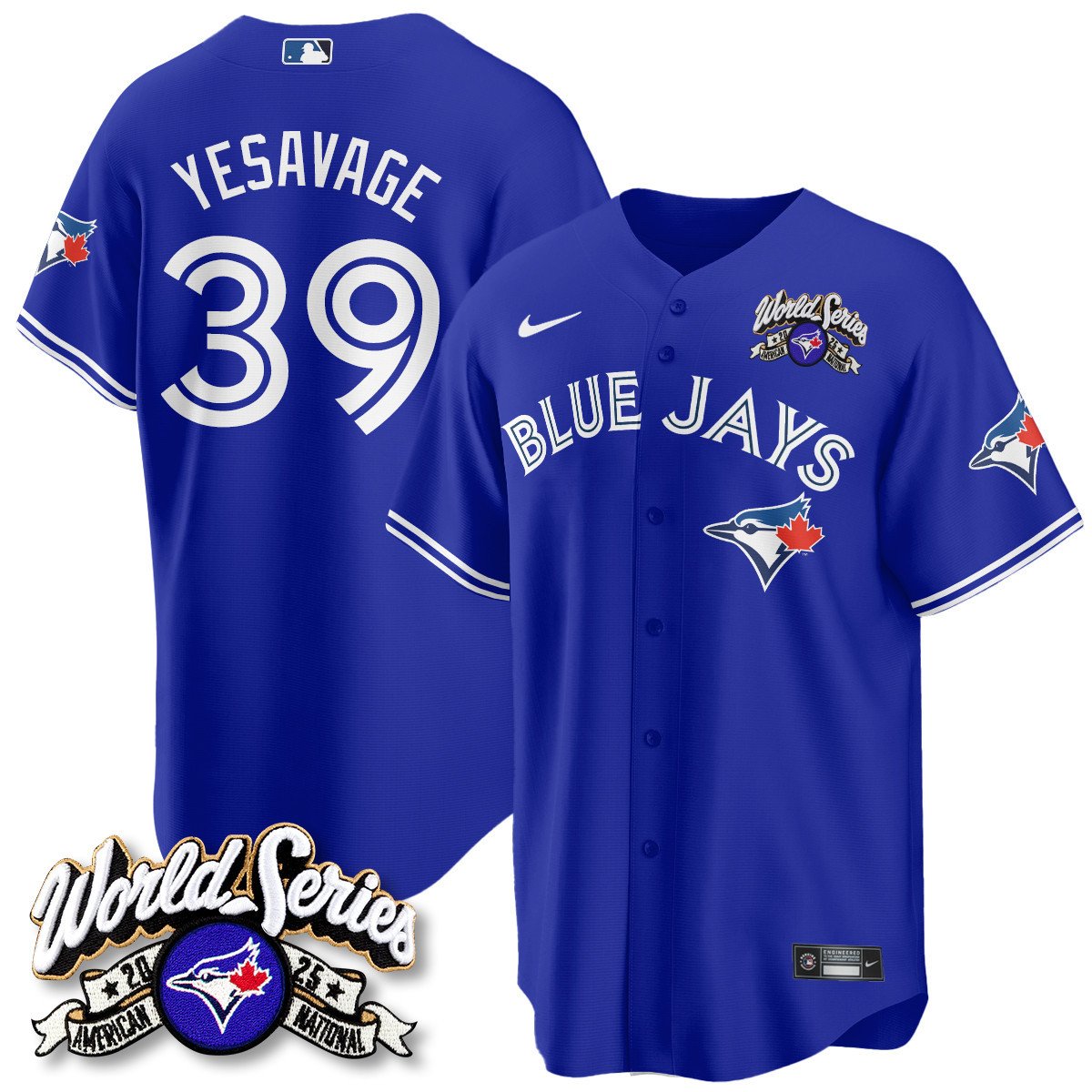 Toronto Blue Jays 2025 American League Champions Jersey - All Stitched   Trey  Yesavage - 39