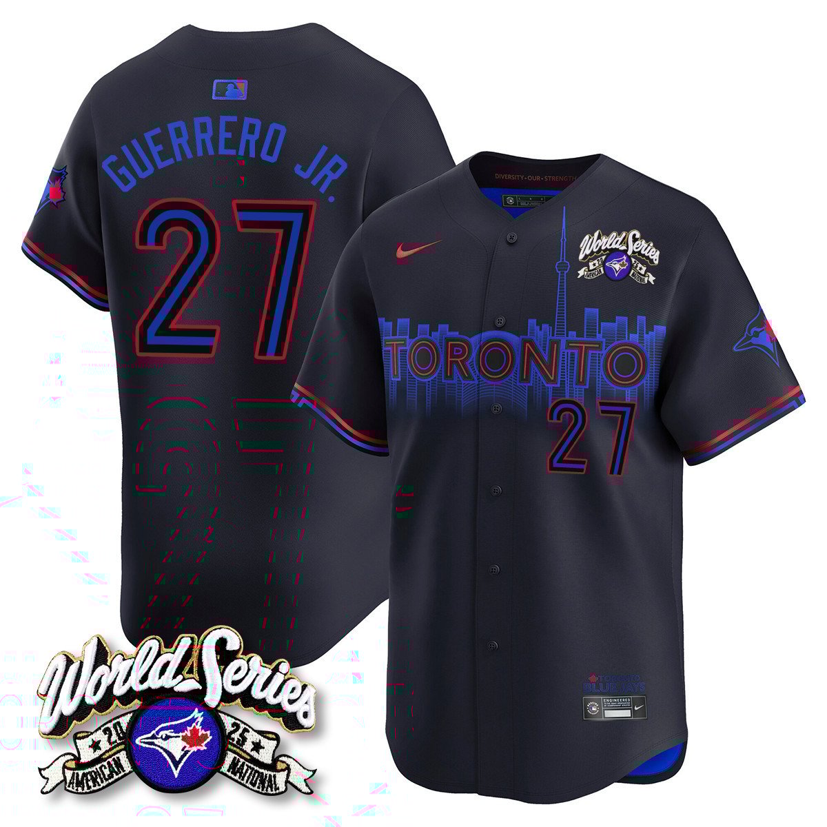 Toronto Blue Jays 2025 American League Champions Jersey - All Stitched   Vladimir Guerrero Jr.   - 27