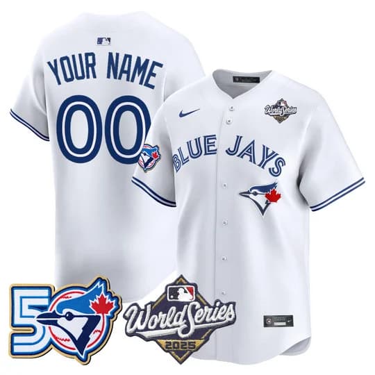 Toronto Blue Jays 2025 World   Series Vapor Premier Limited Custom Jersey - 50 Seasons Patch - All Stitched