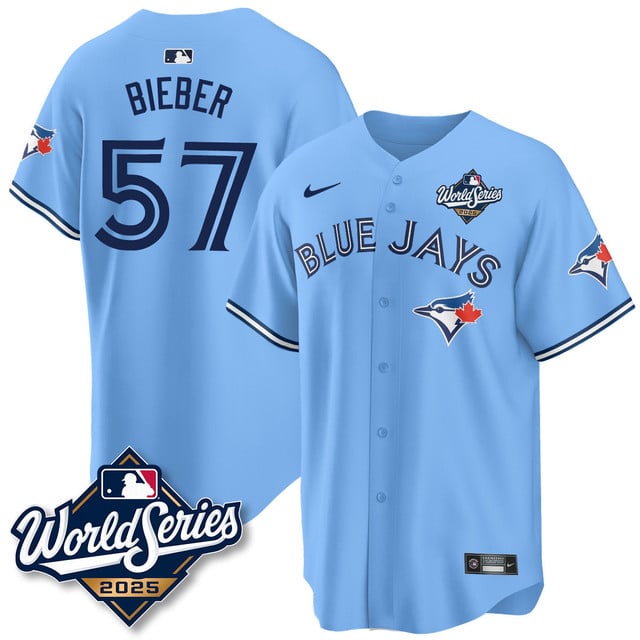 Toronto Blue Jays 2025 World Series Jersey - All Stitched Shane Bieber - 57