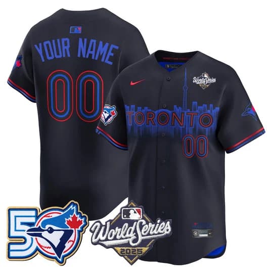 Toronto Blue Jays 2025 World Series Vapor Premier Limited Custom Jersey -   50 Seasons Patch - All Stitched