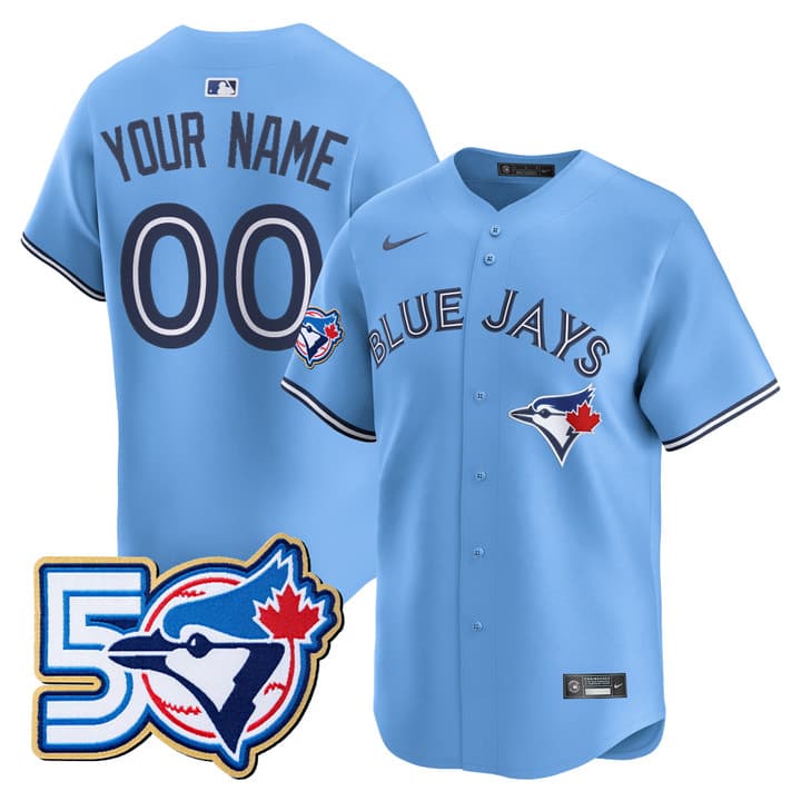 Toronto Blue Jays 50 Seasons Patch Vapor Premier  Limited Custom Jersey - All Stitched