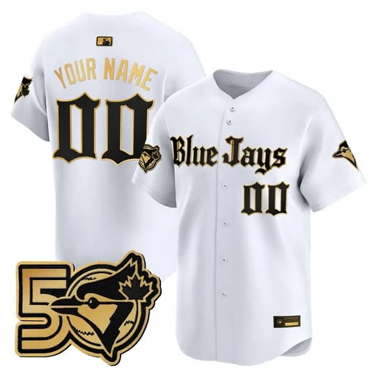 Toronto Blue Jays 50 Seasons Patch Vapor Premier Limited Custom Jersey - Gothic North   Edition - All Stitched