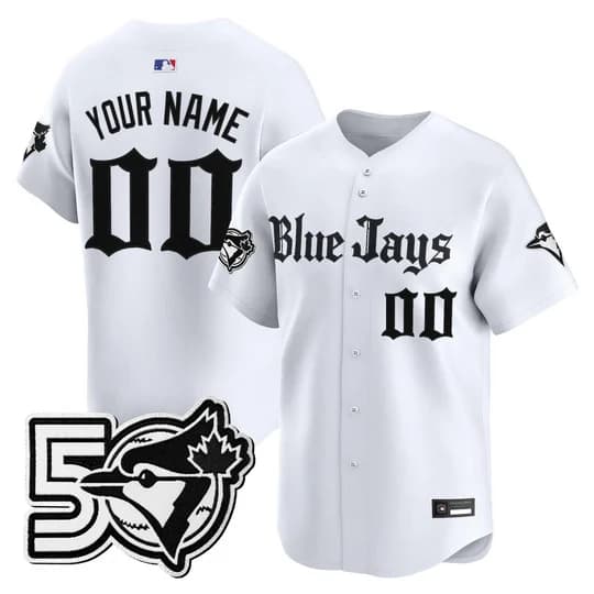 Toronto Blue Jays 50 Seasons Patch Vapor Premier Limited Custom Jersey - Gothic North Edition  - All Stitched