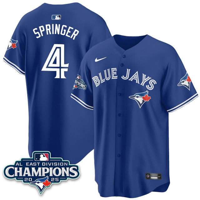 Toronto Blue Jays AL East Division Champions Jersey - All Stitched George Springer -  4