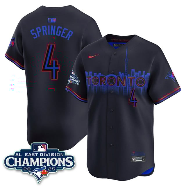 Toronto Blue Jays AL East Division Champions Jersey - All Stitched George Springer  - 4