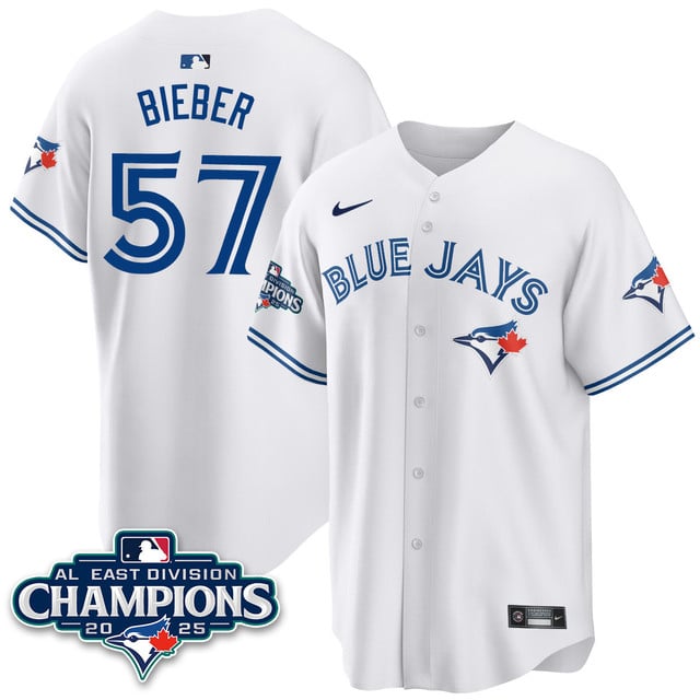 Toronto Blue Jays AL East Division Champions Jersey - All Stitched Shane Bieber  -  57