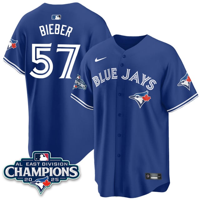Toronto Blue Jays AL East Division Champions Jersey - All Stitched Shane Bieber -  57