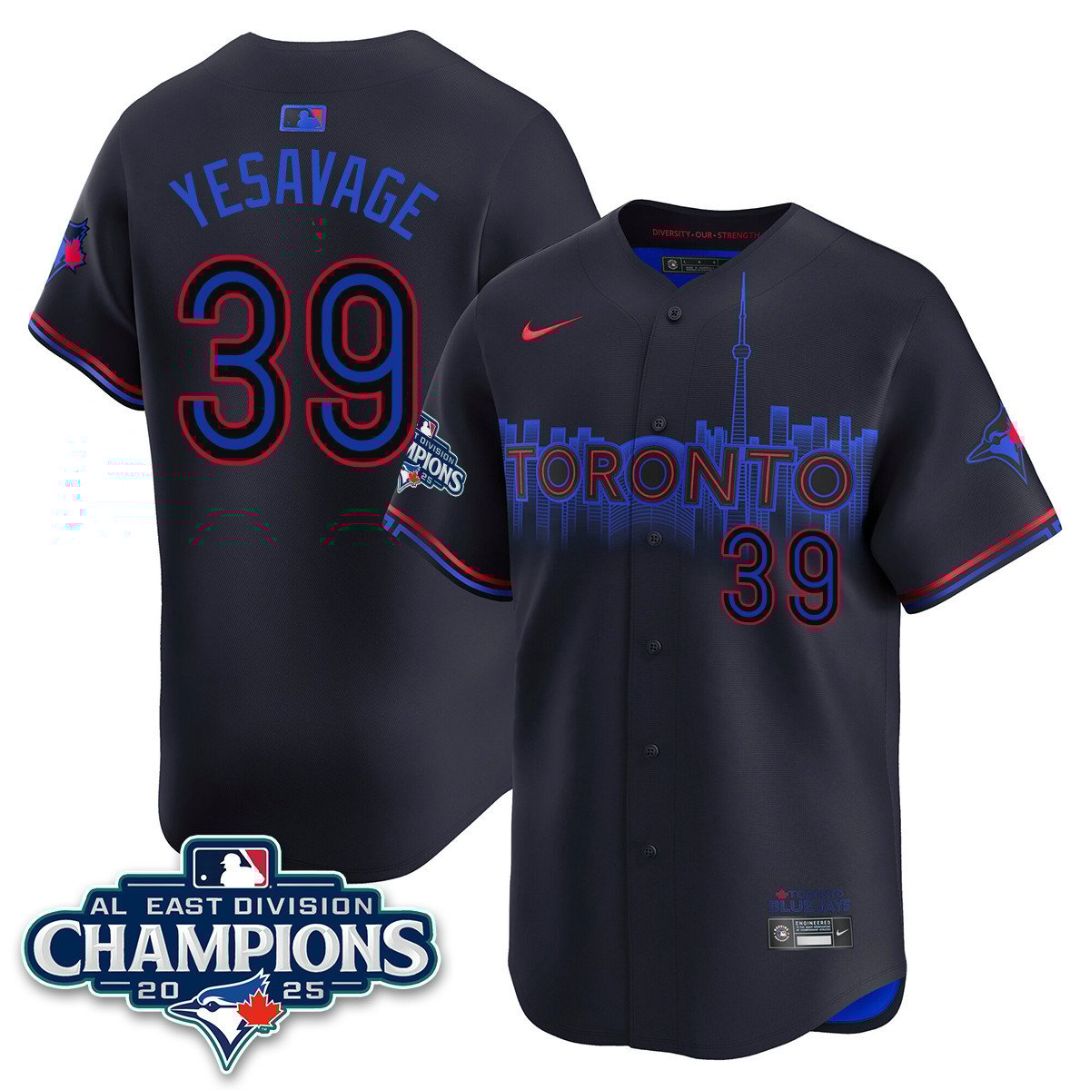 Toronto Blue Jays AL East Division Champions Jersey - All Stitched Trey Yesavage   -  39