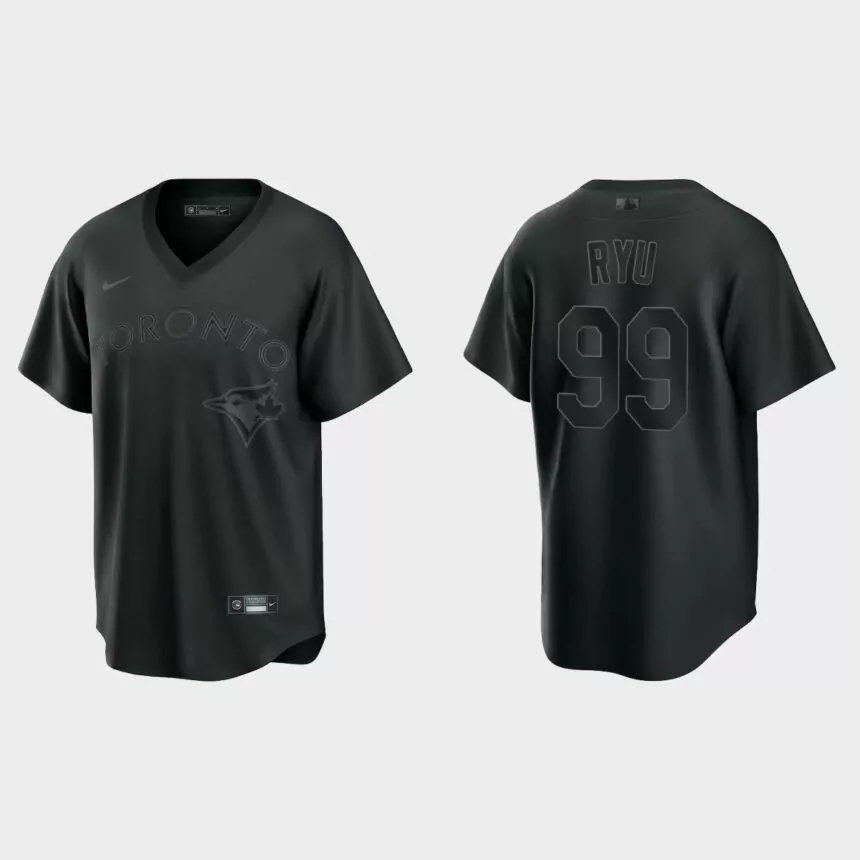 Toronto Blue Jays Hyun-Jin Ryu Pitch Black Fashion Replica Jersey – Black