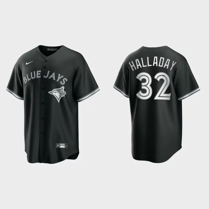 Toronto Blue Jays Roy Halladay 2021 All Black Fashion Replica Jersey – Black White