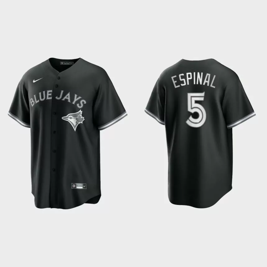 Toronto Blue Jays Santiago Espinal 2021 All Black Fashion Replica Jersey – Black White