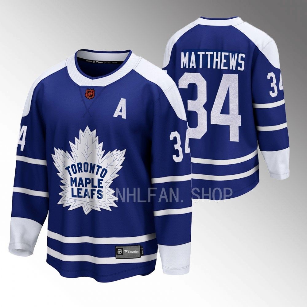 Toronto Maple Leafs Auston Matthews Blue 2022 Special Edition 2.0 Breakaway Retro Jersey