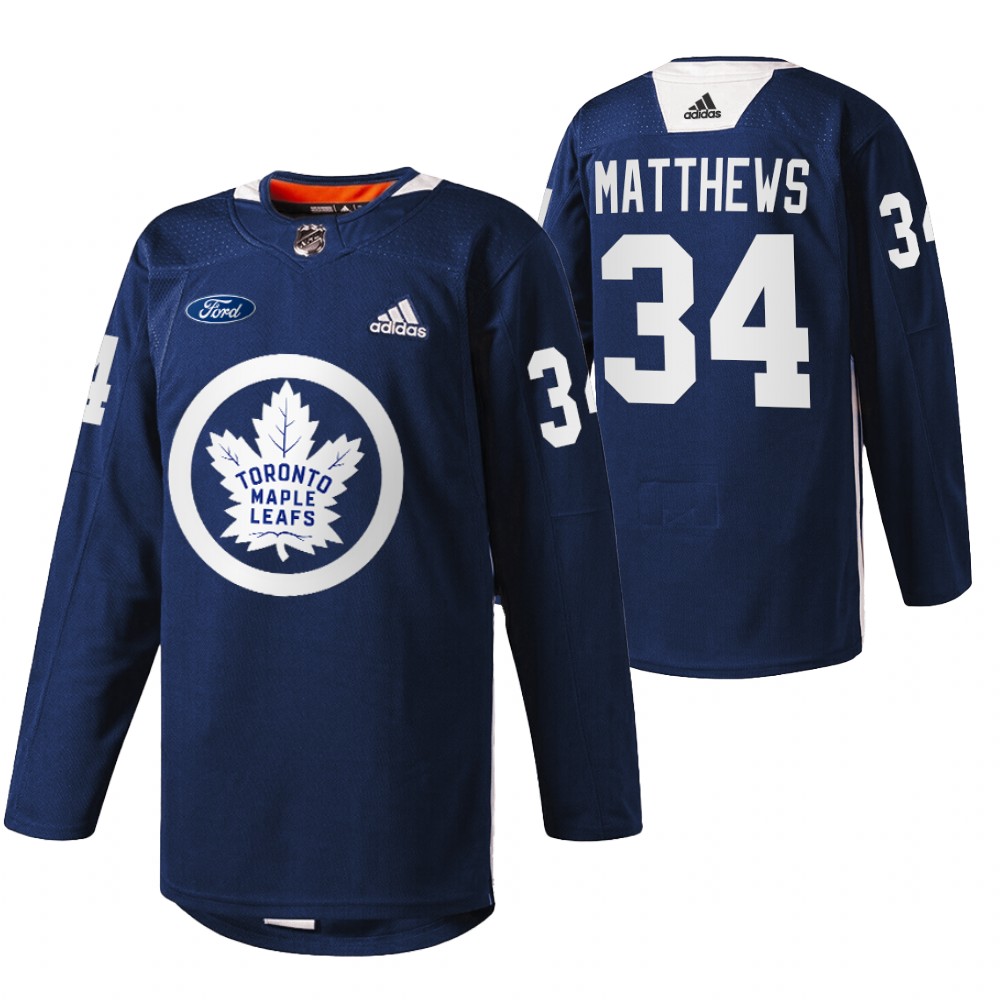 Toronto Maple Leafs Auston Matthews Navy 2022 Primary Logo Warm Up Jersey