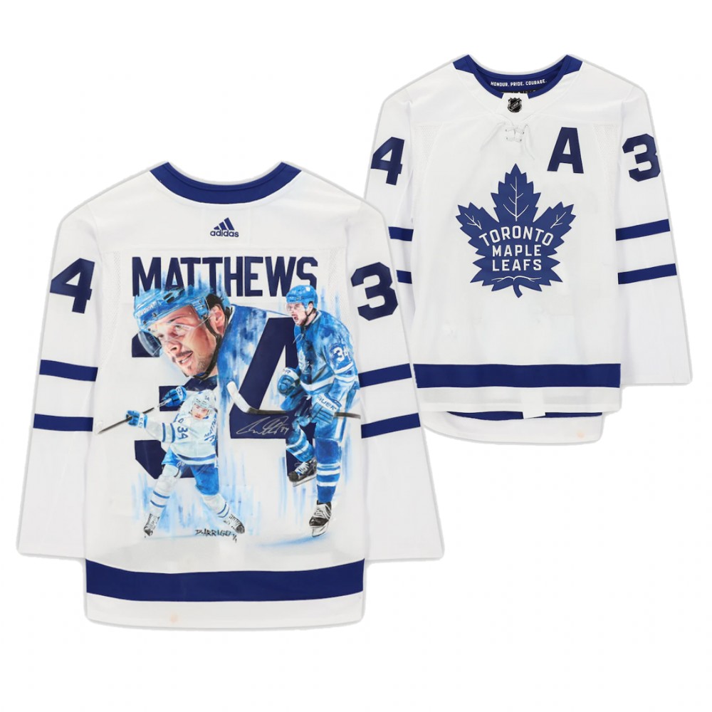 Toronto Maple Leafs Auston Matthews White Hand Painted by David Arrigo Authentic Limited Edition Jersey