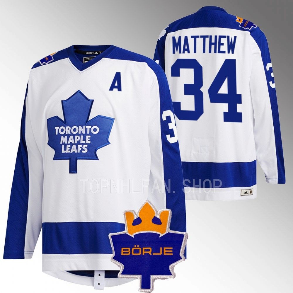 Toronto Maple Leafs Auston Matthews White Memorial Borje Patch Classic Jersey