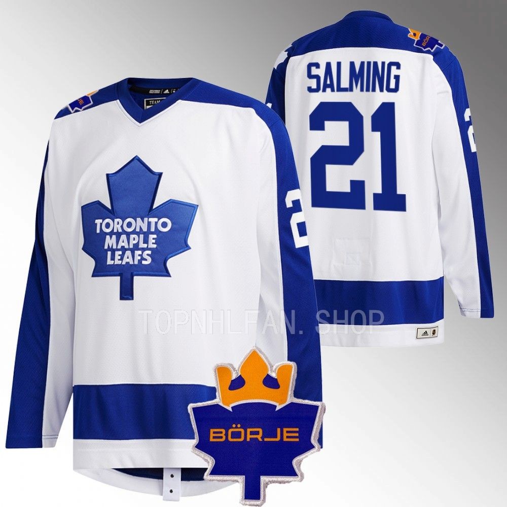 Toronto Maple Leafs Borje Salming White Memorial Borje Patch Classic Jersey