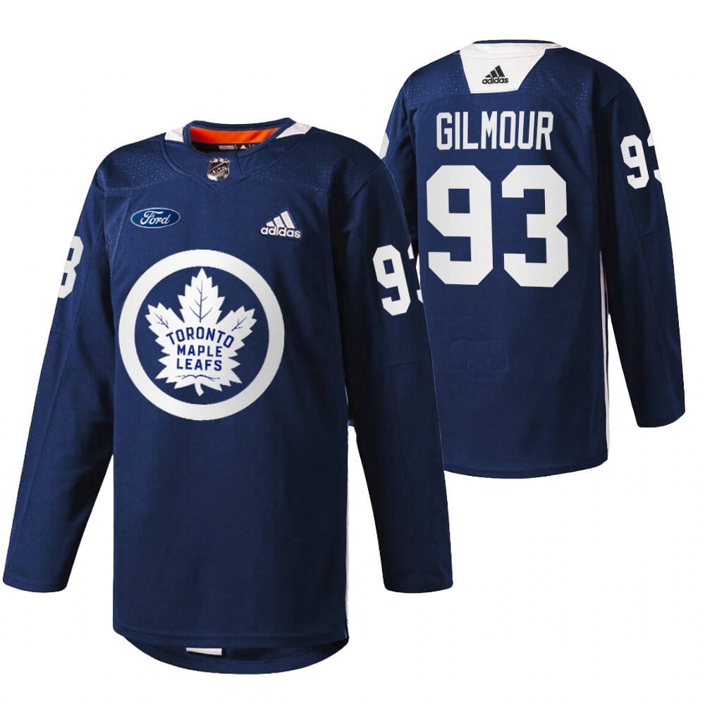 Toronto Maple Leafs Doug Gilmour Navy 2022 Primary Logo Warm Up Jersey