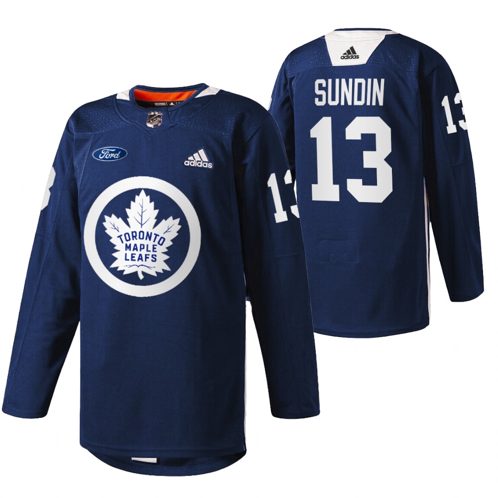 Toronto Maple Leafs Mats Sundin Navy 2022 Primary Logo Warm Up Jersey