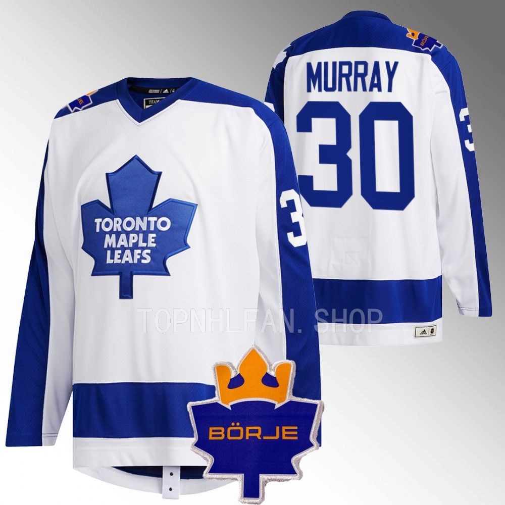 Toronto Maple Leafs Matt Murray White Memorial Borje Patch Classic Jersey