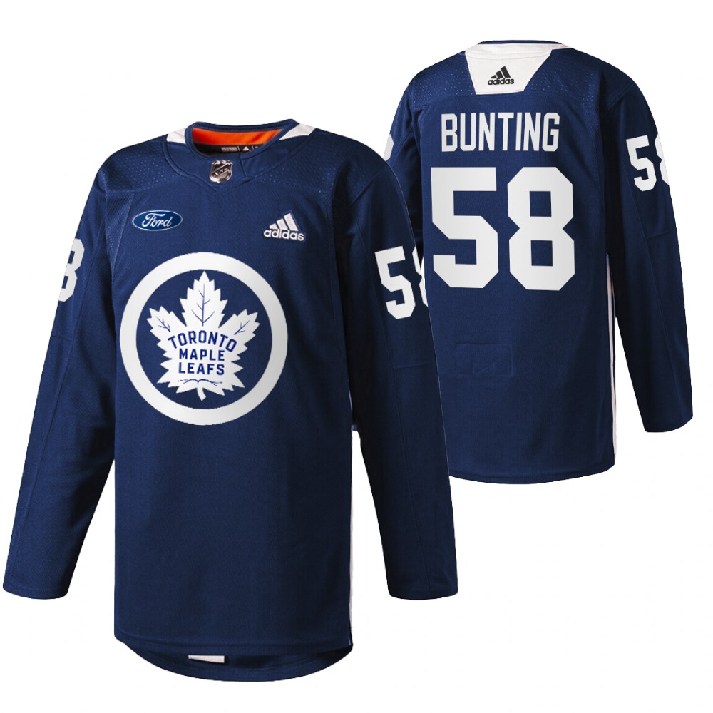 Toronto Maple Leafs Michael Bunting Navy 2022 Primary Logo Warm Up Jersey