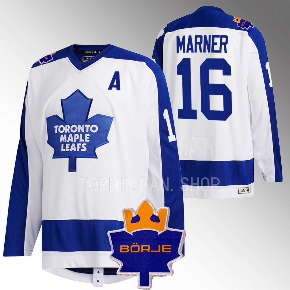 Toronto Maple Leafs Mitch Marner White Memorial Borje Patch Classic Jersey