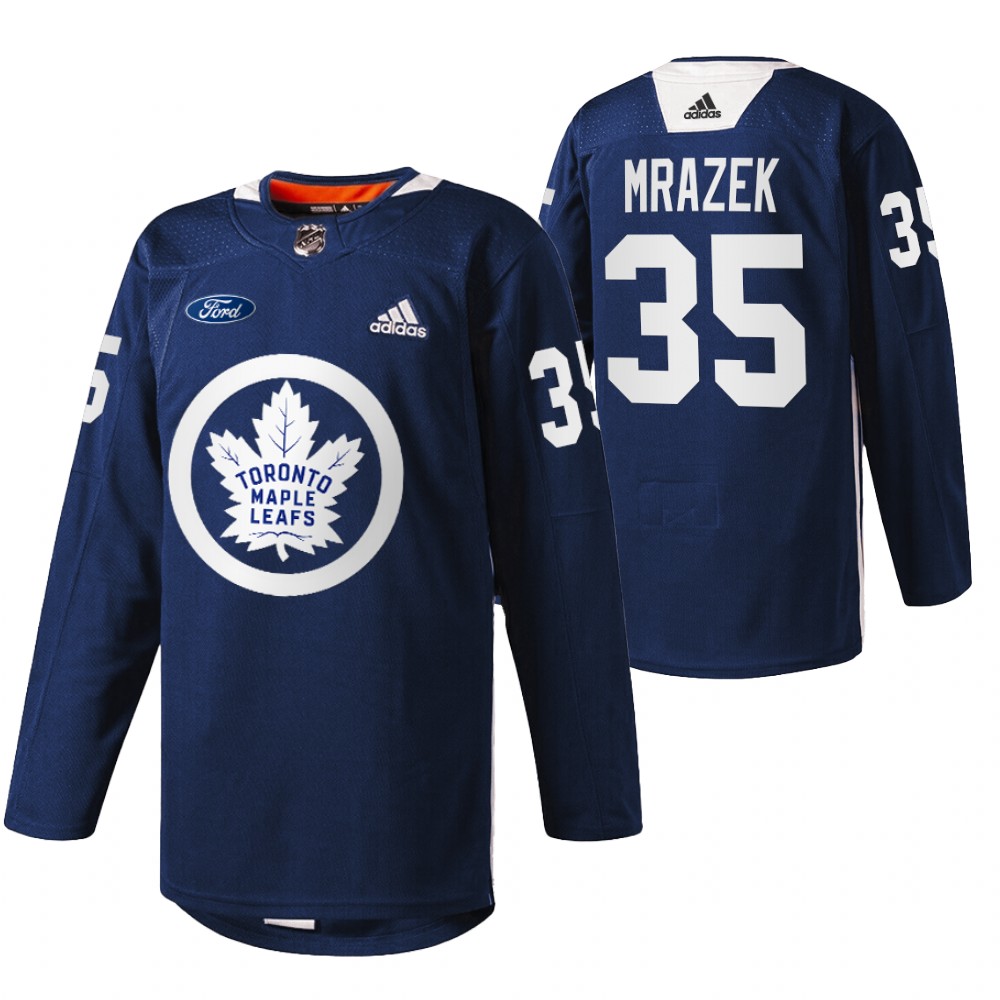 Toronto Maple Leafs Petr Mrazek Navy 2022 Primary Logo Warm Up Jersey