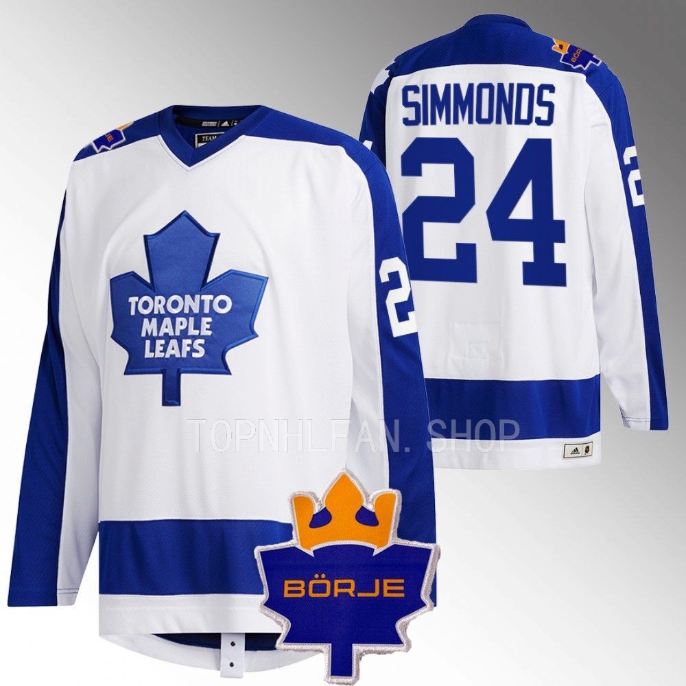 Toronto Maple Leafs Wayne Simmonds White Memorial Borje Patch Classic Jersey