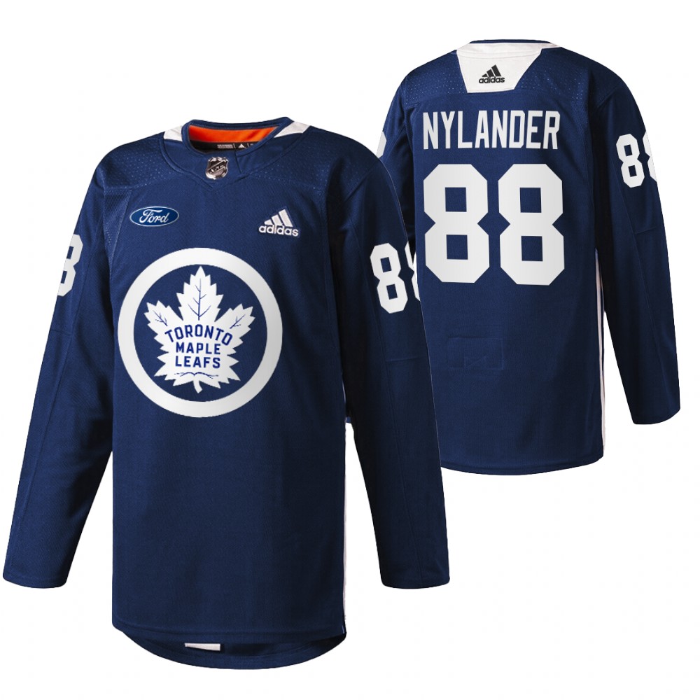 Toronto Maple Leafs William Nylander Navy 2022 Primary Logo Warm Up Jersey