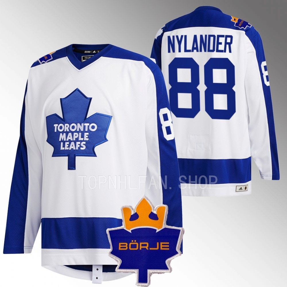 Toronto Maple Leafs William Nylander White Memorial Borje Patch Classic Jersey