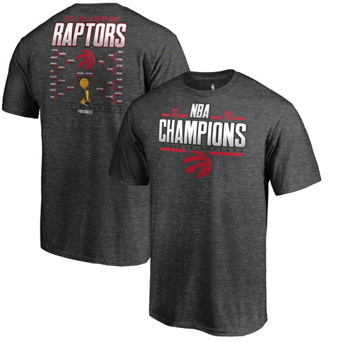 Toronto Raptors Fanatics Branded 2019 NBA Finals Champions Big & Tall Game Lead Schedule T-Shirt Heather Charcoal