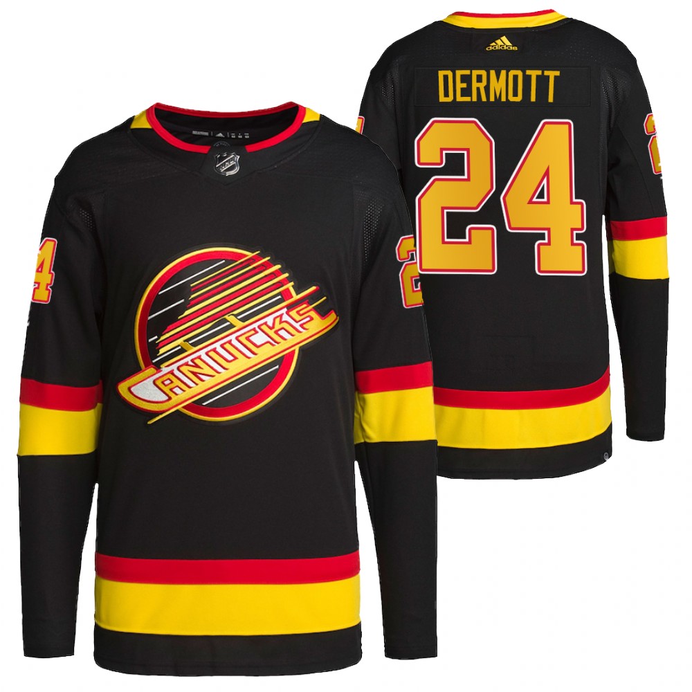 Travis Dermott 2022 Vancouver Canucks Black Retro Primegreen Authentic Pro Jersey