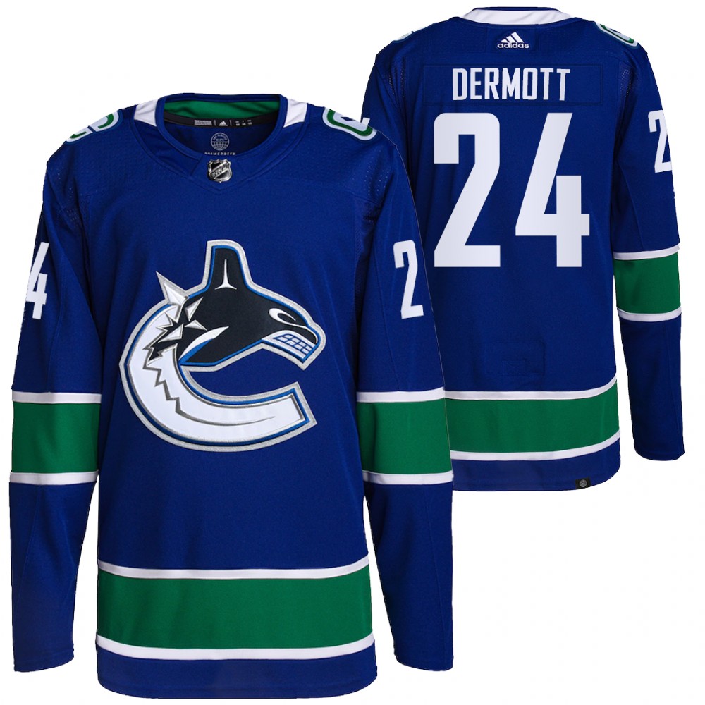 Travis Dermott 2022 Vancouver Canucks Blue Home Primegreen Authentic Pro Jersey