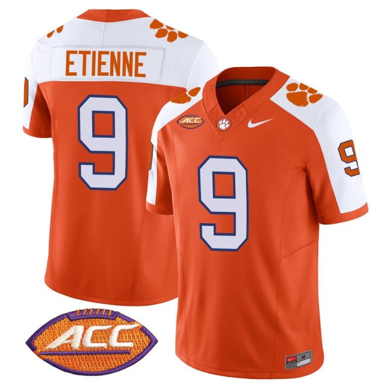 Travis Etienne Jersey #9 Clemson Tigers Vapor Limited Acc Patch College Football Stitched Alternate