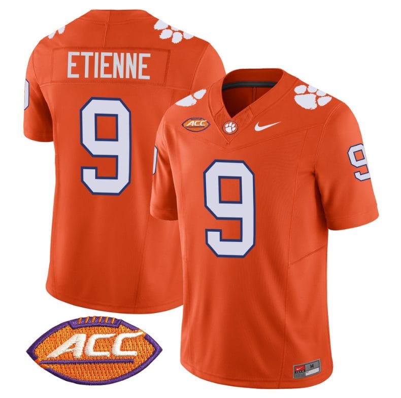 Travis Etienne Jersey #9 Clemson Tigers Vapor Limited Acc Patch College Football Stitched Orange