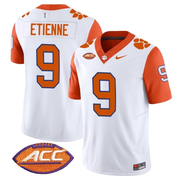 Travis Etienne Jersey #9 Clemson Tigers Vapor Limited Acc Patch College Football Stitched Orange Sleeves