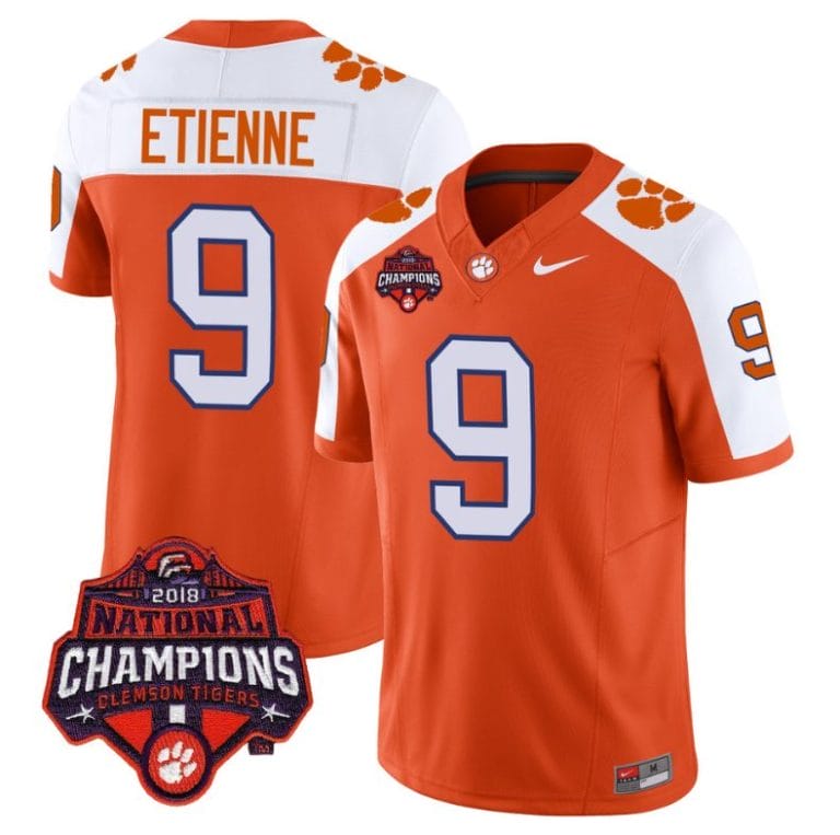 Travis Etienne Jersey #9 Clemson Tigers Vapor Limited Champions Patch College Football Stitched Alternate