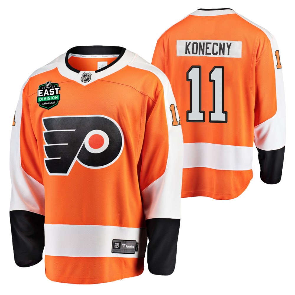 Travis Konecny Flyers 2021 East Division Patch Jersey Orange Home